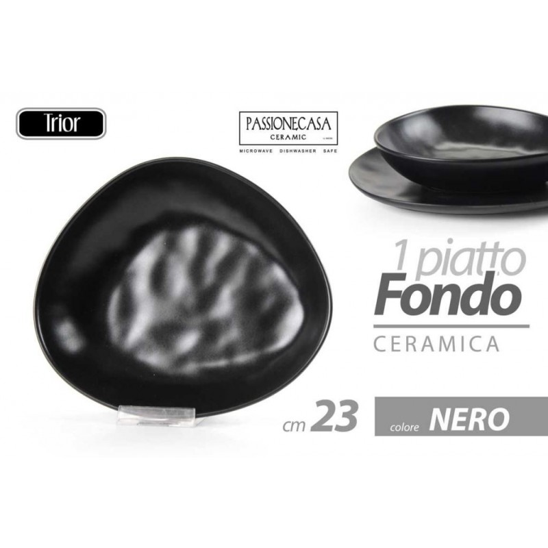 PIATTO CERAMICA TRIOR NERO FONDO 23cm 840258 GICOS