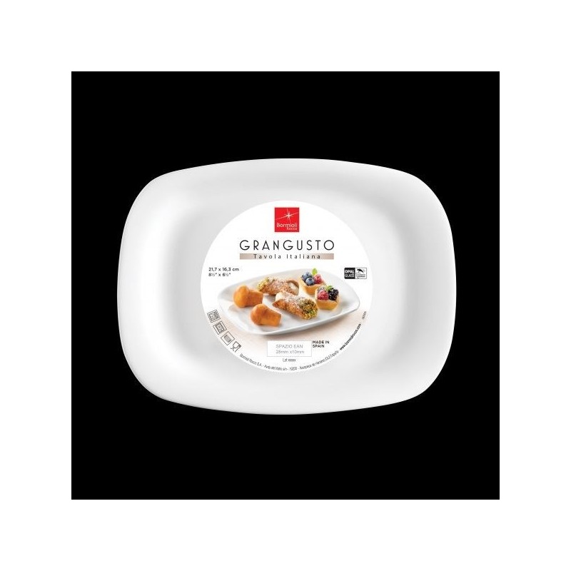 PIATTO OPALE GRANGUSTO PASTICCERIA 21x16cm BORMIOLI ROCCO