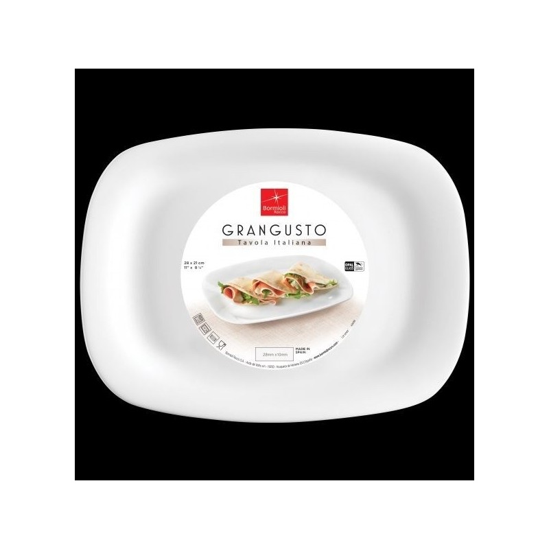 PIATTO OPALE GRANGUSTO PIADINA 20x28cm BORMIOLI
