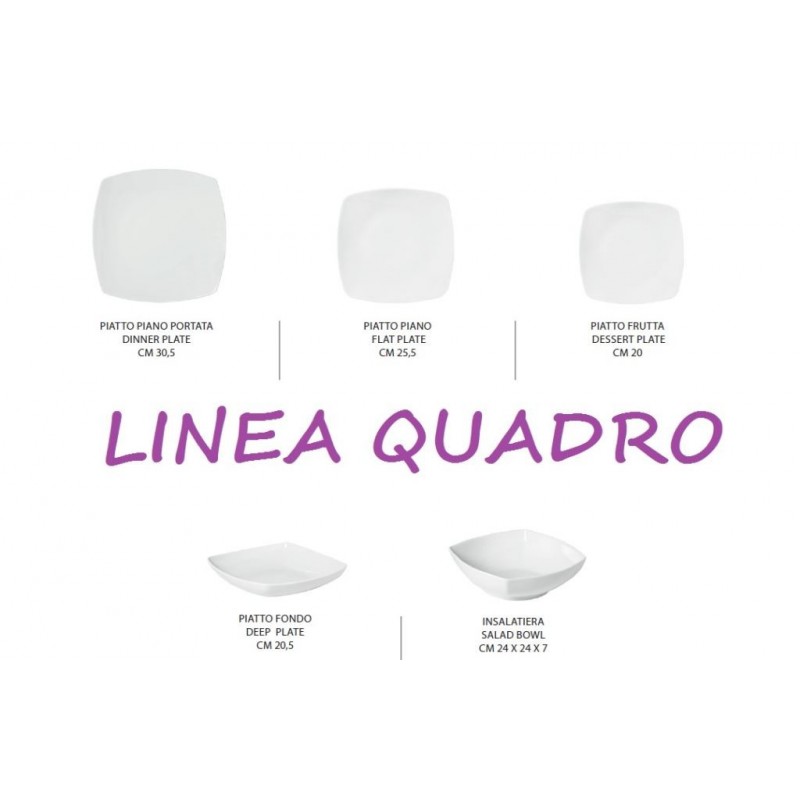 PIATTO PORCELLANA BIANCA TOP PIANO QUAD. 25cm F1330 T/Top