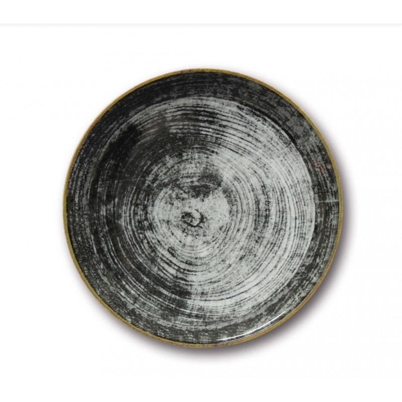 PIATTO SATURNIA BLACK ROUND PIANO 26 PORCELLANA