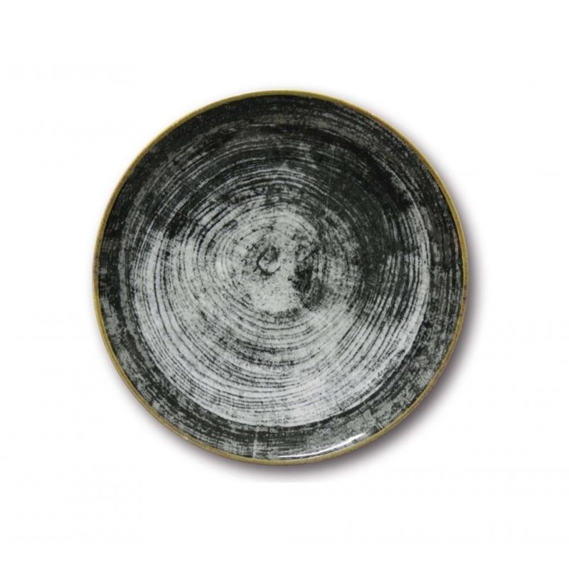 PIATTO SATURNIA BLACK ROUND PIANO 31 PORCELLANA