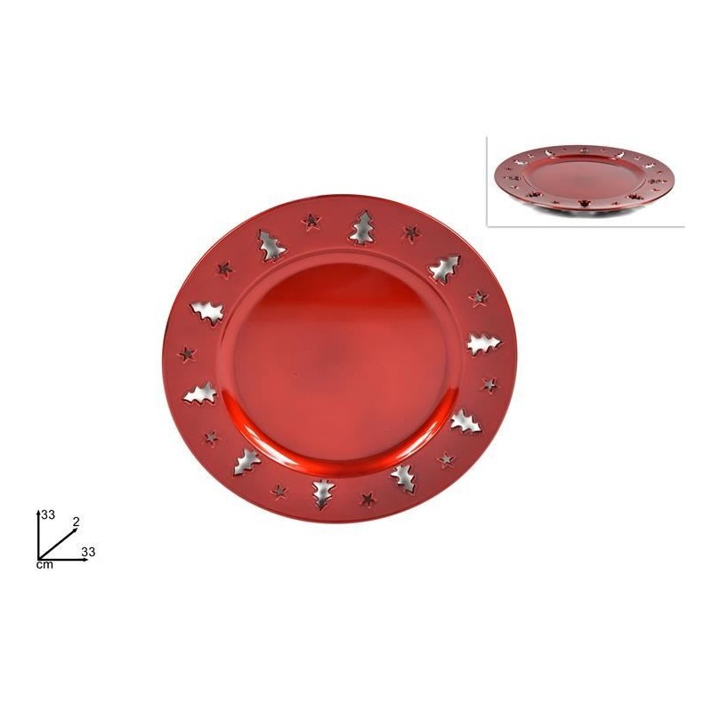 SOTTOPIATTO PP C/INCISIONE ALBERO ROSSO 33cm DS