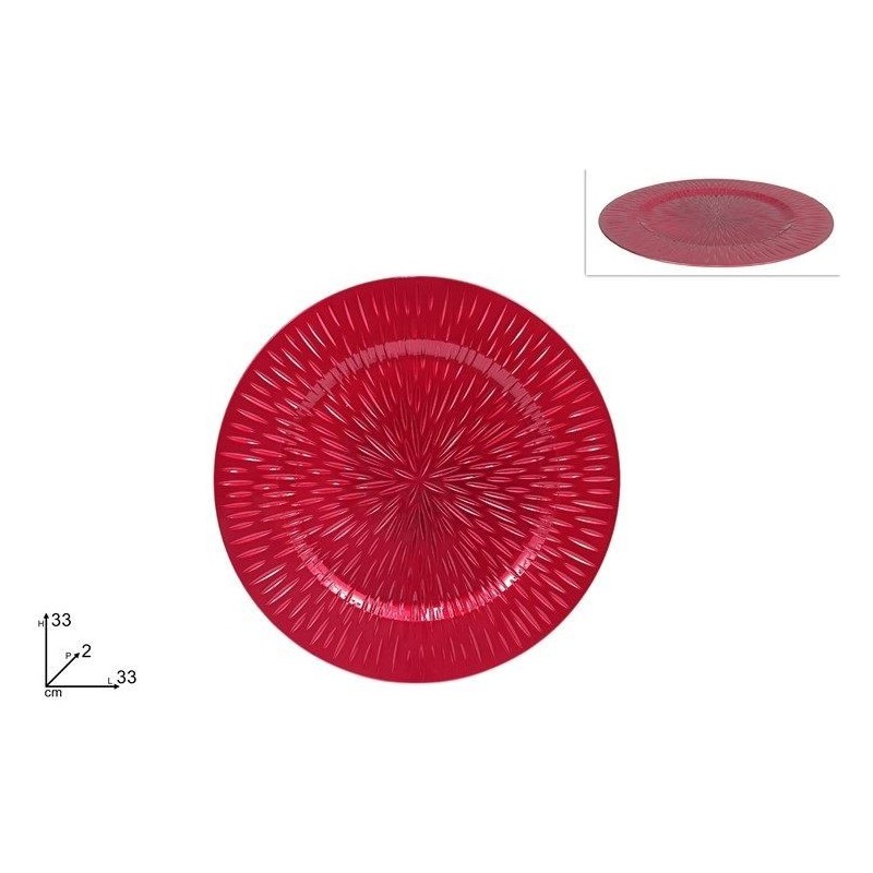 SOTTOPIATTO PP INTARSIATO ROSSO 33cm 177502 DS