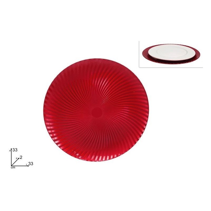 SOTTOPIATTO PP ONDULATO ROSSO 33cm 190389 DS