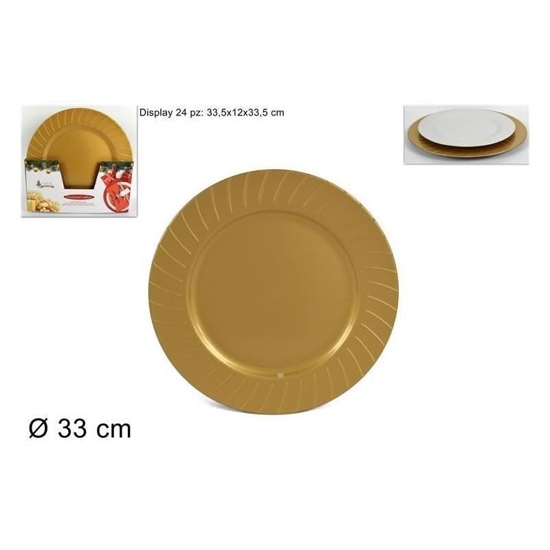 SOTTOPIATTO PP ORO C/BORDI RIGATI 33cm DS