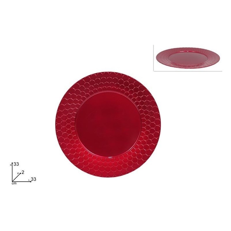 SOTTOPIATTO PP ROSSO C/PIGNE 33cm DS