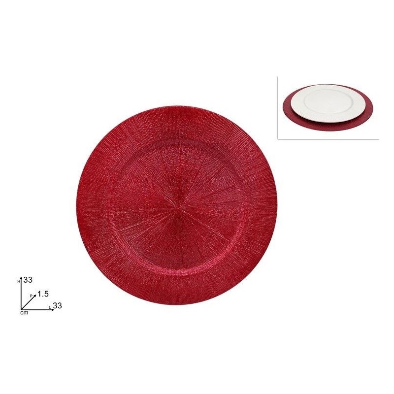 SOTTOPIATTO PP ROSSO RIGATO 33cm DS