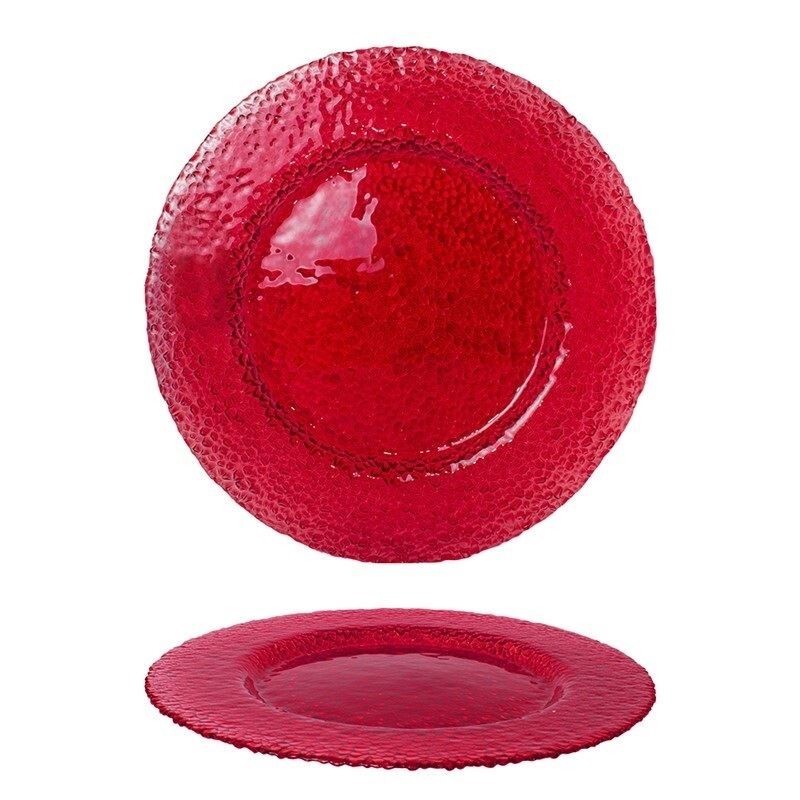 SOTTOPIATTO VETRO SATINATO 33cm ROSSO 25-00016 COK
