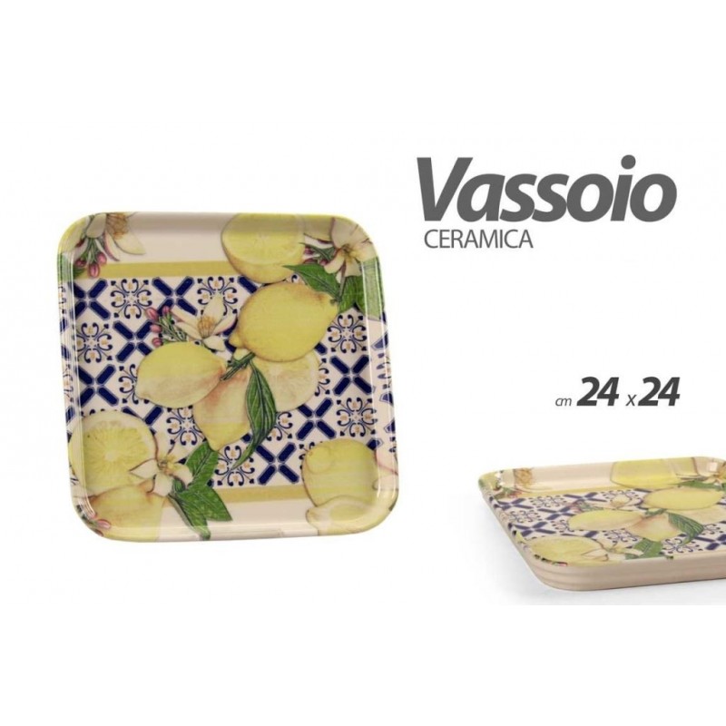 VASSOIO CERAMICA LIMONI QUADR. 24x24cm 856549 GIC