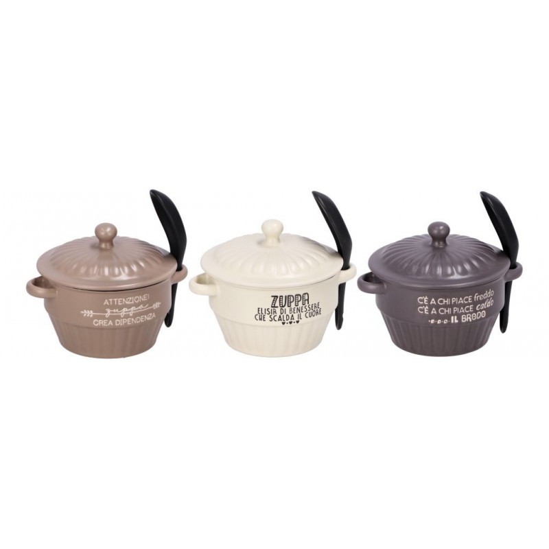 ZUPPIERA CERAMICA+ CUCCHIAIO C/COP. 450ml 1172 AD