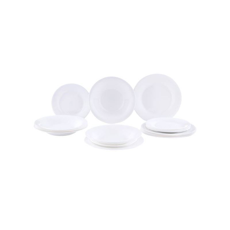 SERVIZIO PIATTO VETRO OPALE 18pz ELBA BIANCO COK