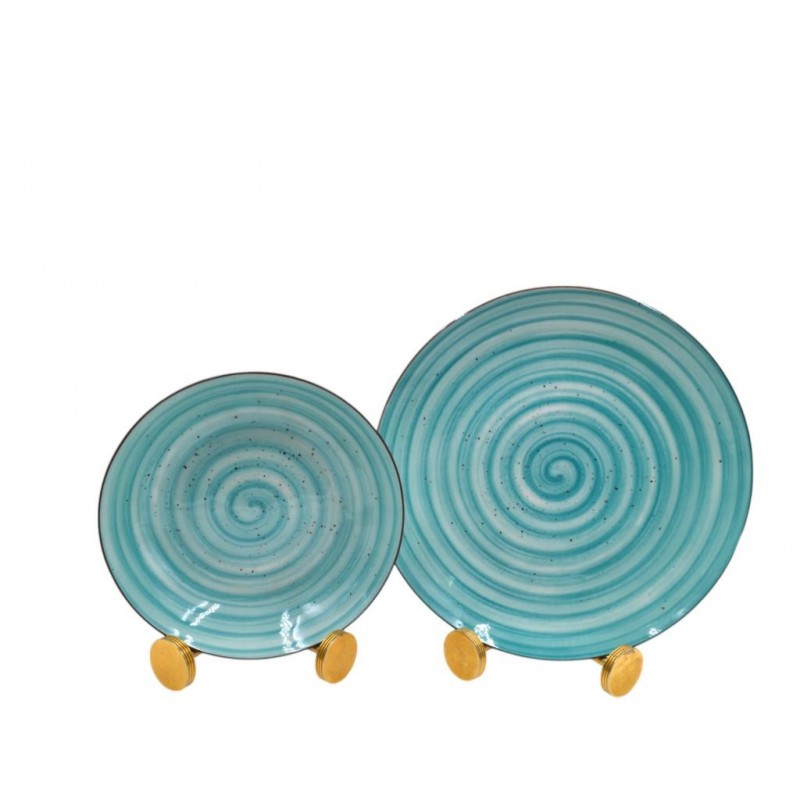 SERVIZIO PIATTO CERAMICA 12pz SPIRALE TURCHESE 1205 SUD