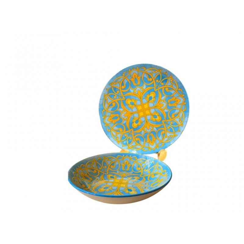 SERVIZIO PIATTO CERAMICA 12pz T/VIETRI GIALLO e TURCHESE 1202