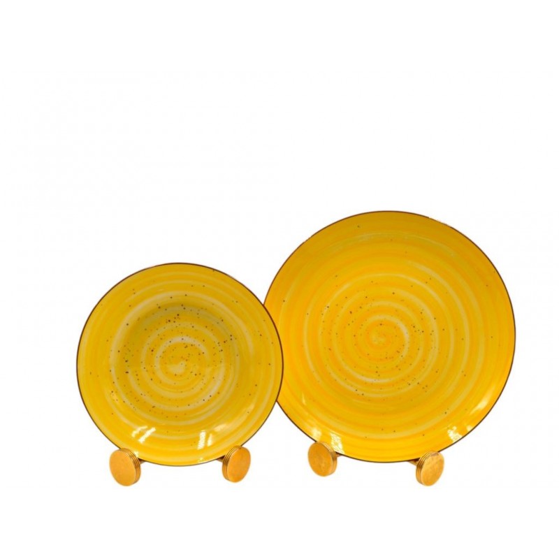 SERVIZIO PIATTO CERAMICA 12pz SPIRALE SENAPE 1204 SUD