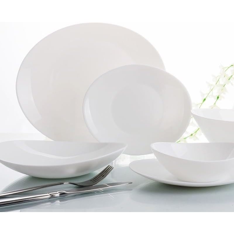 SERVIZIO PIATTO VETRO OPALE 18pz HOME PURA LUCE BIANCO