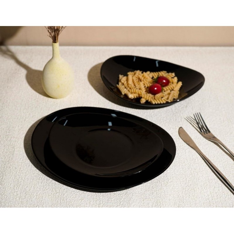 SERVIZIO PIATTO VETRO OPALE 18pz HOME OMBRA LUCENTE NERO