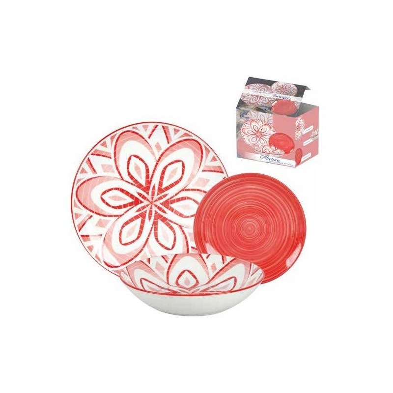 SERVIZIO PIATTO CERAMICA 18pz MEDINA ROSSO 25228 BETA