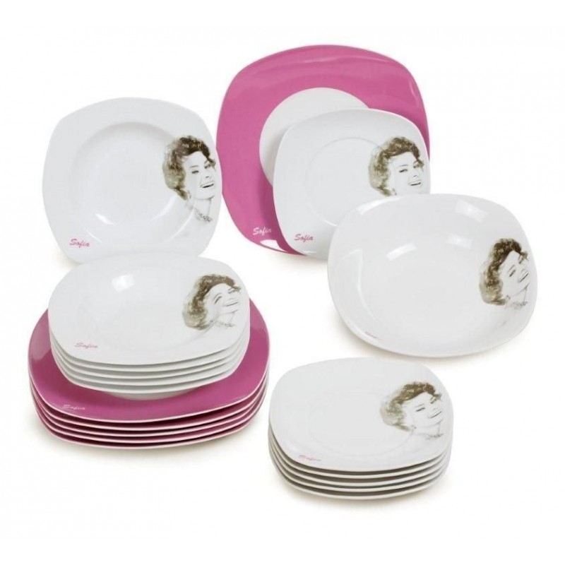SERVIZIO PIATTO PORCELLANA 19pz SOFIA PURPLE RENE' MARTIN