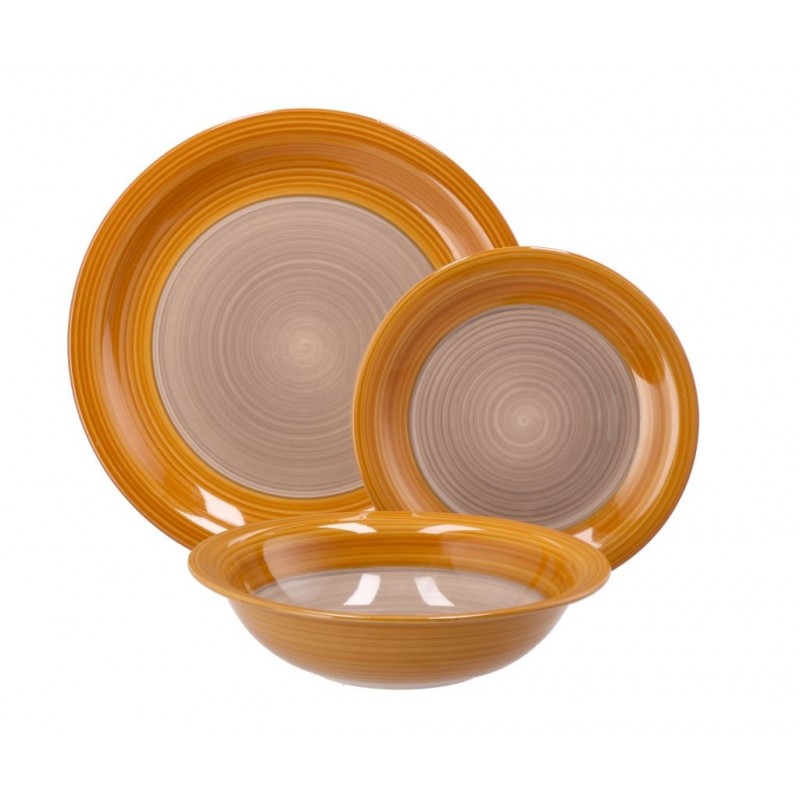 SERVIZIO PIATTO CERAMICA 18pz CLOE GIALLO e FONDO TORTORA AD