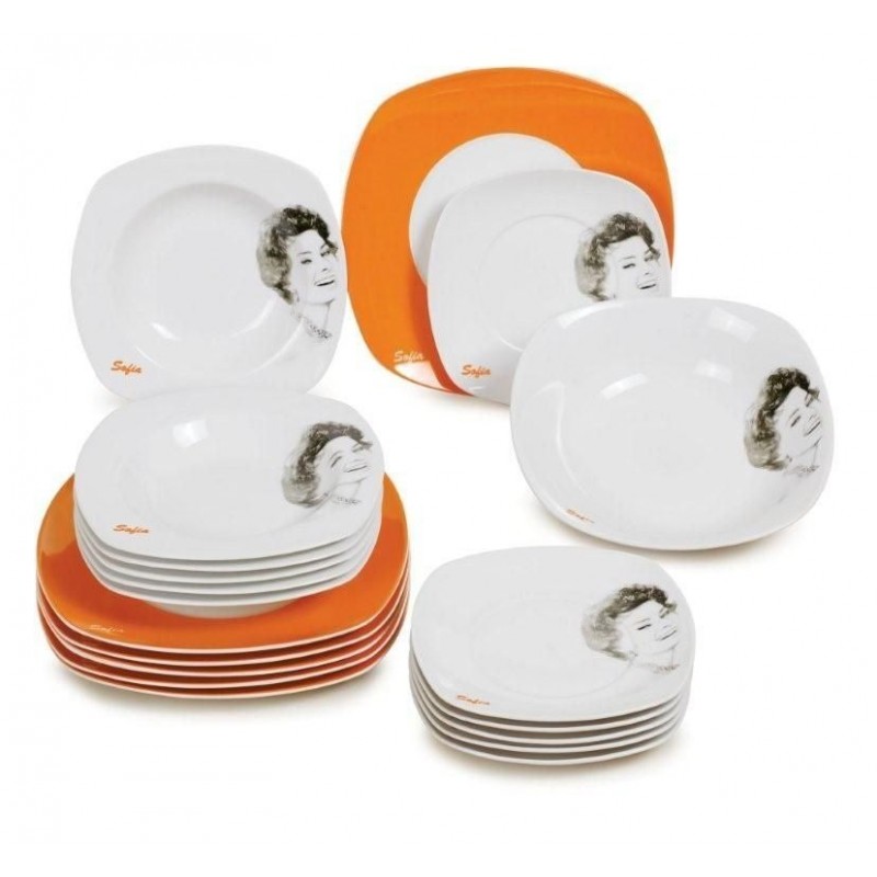 SERVIZIO PIATTO PORCELLANA 19pz SOFIA ORANGE RENE' MARTIN