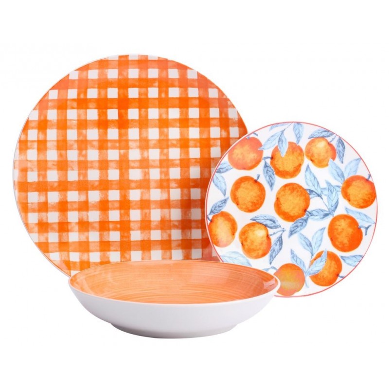 SERVIZIO PIATTO PORCELLANA 18pz AGRUMI 49599 DC