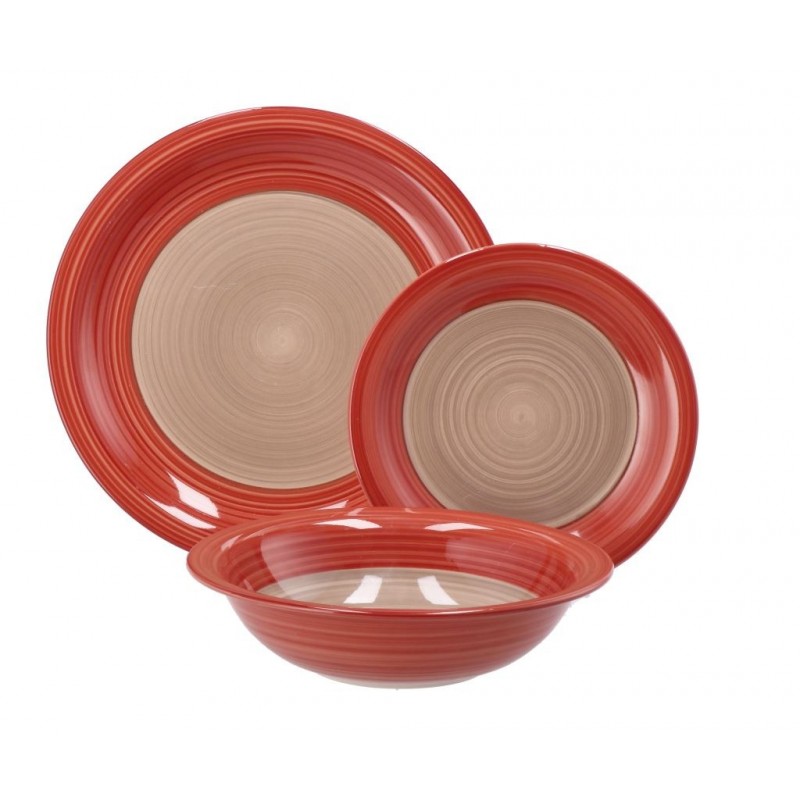 SERVIZIO PIATTO CERAMICA 18pz CLOE ROSA e FONDO TORTORA AD