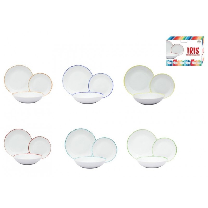 SERVIZIO PIATTO PORCELLANA 18pz IRIS MULTICOLOR 4364 MASTER