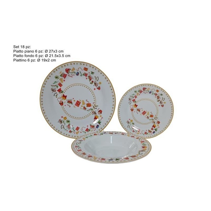 SERVIZIO PIATTO NATALE 18pz DECORO S ORO 309392 DS