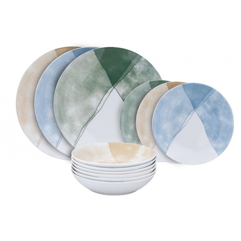 SERVIZIO PIATTO PORCELLANA 18pz ABANICO 50223 DC