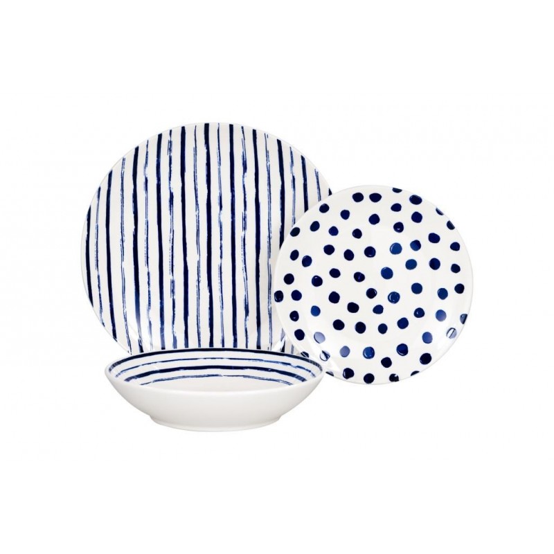 SERVIZIO PIATTO PORCELLANA 18pz TROPICO BLU 49398 DC