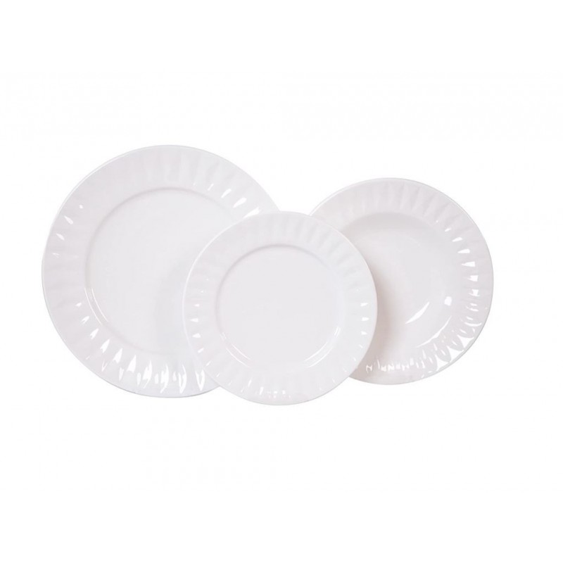 SERVIZIO PIATTO PORCELLANA 18pz ATHENA INTARSIO BIANCO DC