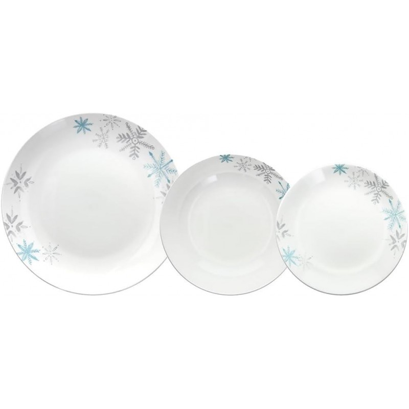 SERVIZIO PIATTO CERAMICA 18pz SNOWFLAKE MADISON TOGNANA