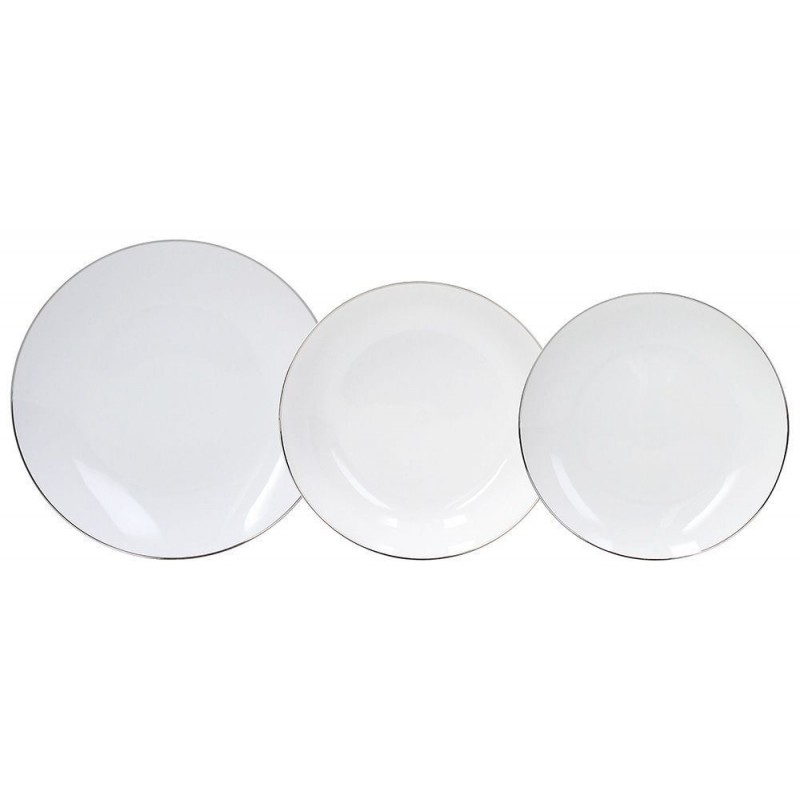 SERVIZIO PIATTO CERAMICA 18pz FILO PLATINO METROP. TOGNANA