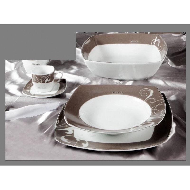 SERVIZIO PIATTO PORCELLANA 31pz TRIK TORTORA+ CAFFE' RENE' MARTIN