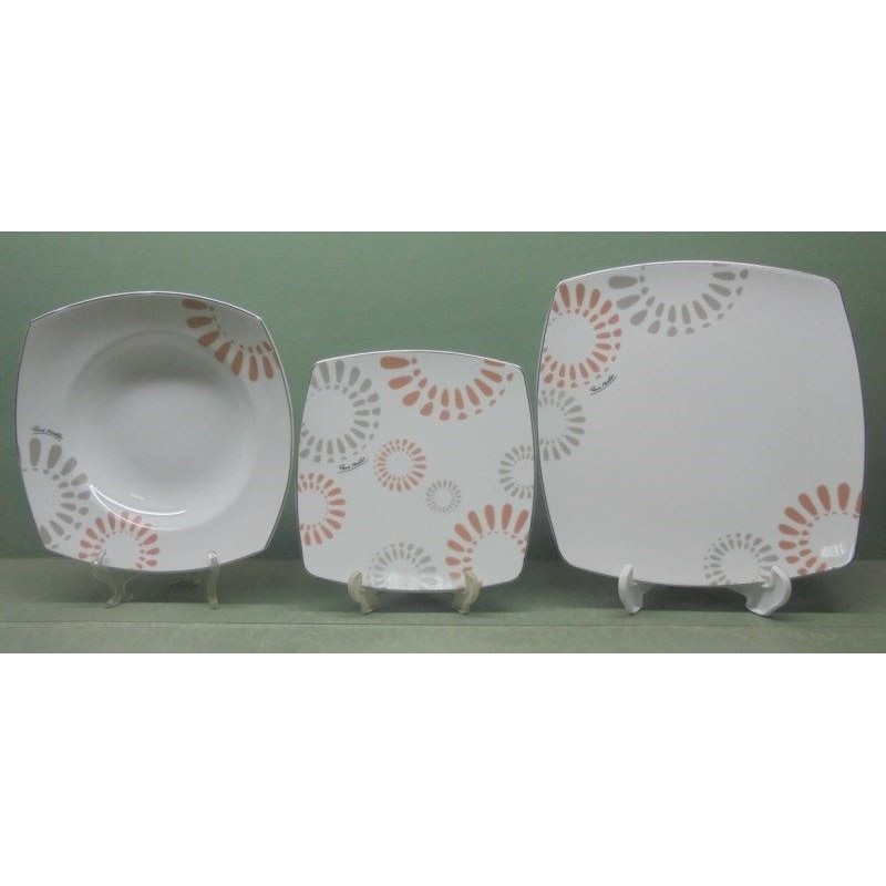 SERVIZIO PIATTO PORCELLANA 31pz ALMOS TORTORA+ CAFFE' RENE' MARTIN