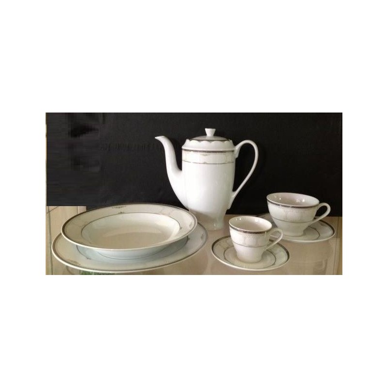 SERVIZIO PIATTO PORCELLANA 99pz HARMONY PLATINO 12764 COMPLETO di THE e CAFFE' DANIELE