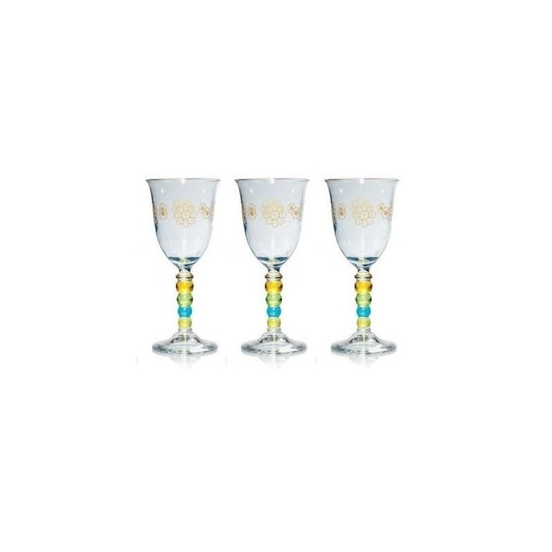 BICCHIERE PERLA A/3 CALICE PRISCILLA AZZURRO M35950 CERVE