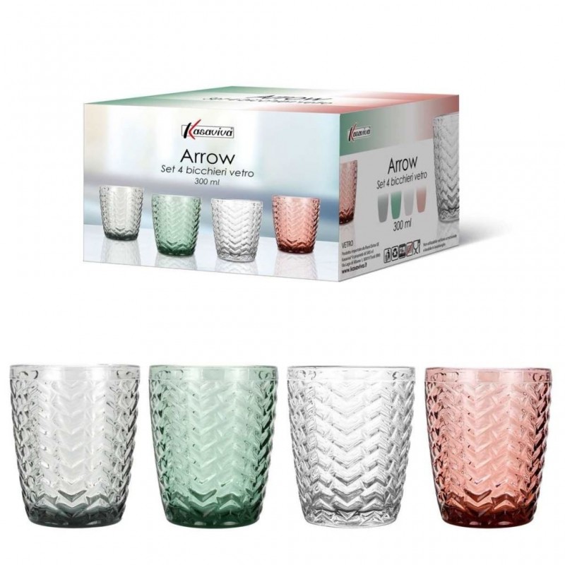 BICCHIERE ARROW A/4 COLORATI ACQUA 30cl 1645900 KASAV