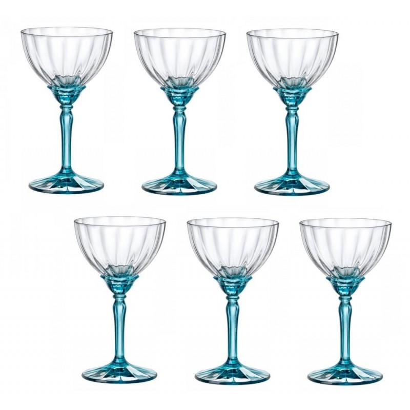 BICCHIERE FLORIAN A/6 CALICE LUCENT BLU COPPA CHAMPAGNE 24cl