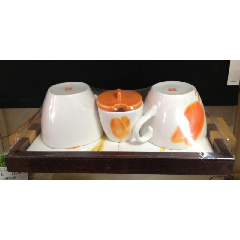 SET CAFFE' C/VIVA TULIPS 2 TAZZE+ ZUCCHERIERA+ VASSOIO