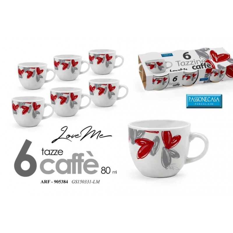 TAZZA CAFFE' LOVE ME S/P A/6 da 80cc 905384 GICOS
