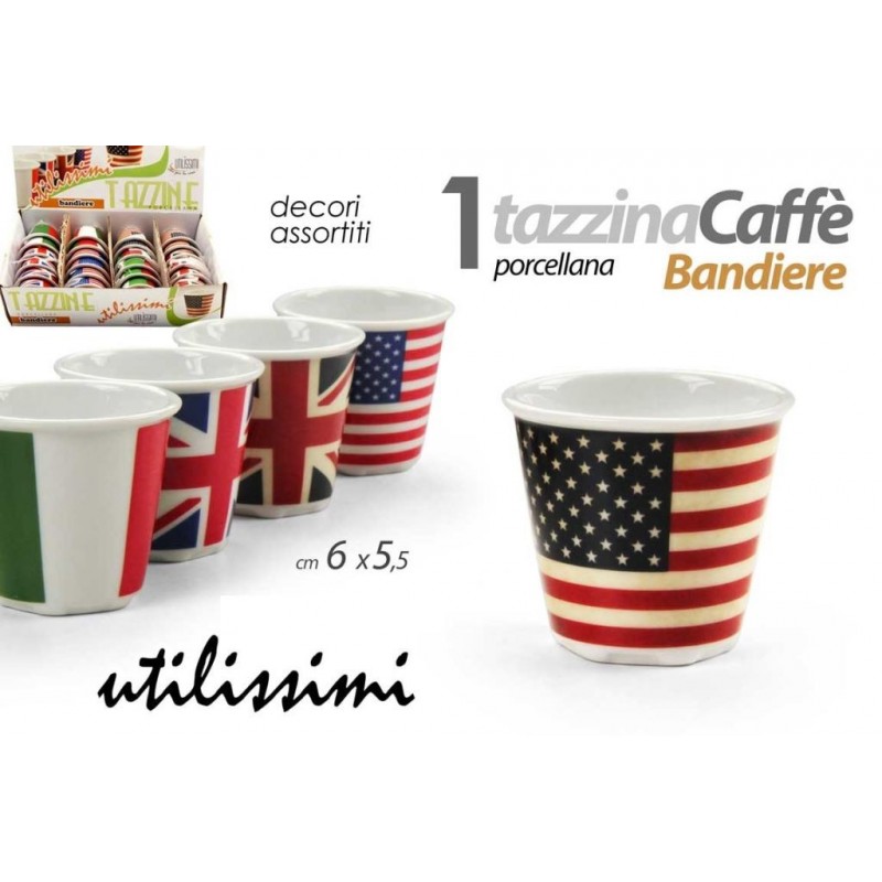 TAZZA CAFFE' PORCELLANA SINGOLO BANDIERE 607738 GICOS