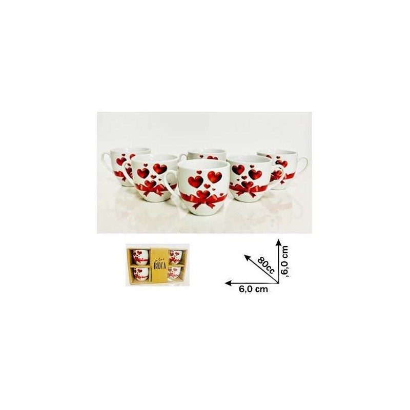 TAZZA CAFFE' S/P CUORI ROSSI A/6 77782 BEC