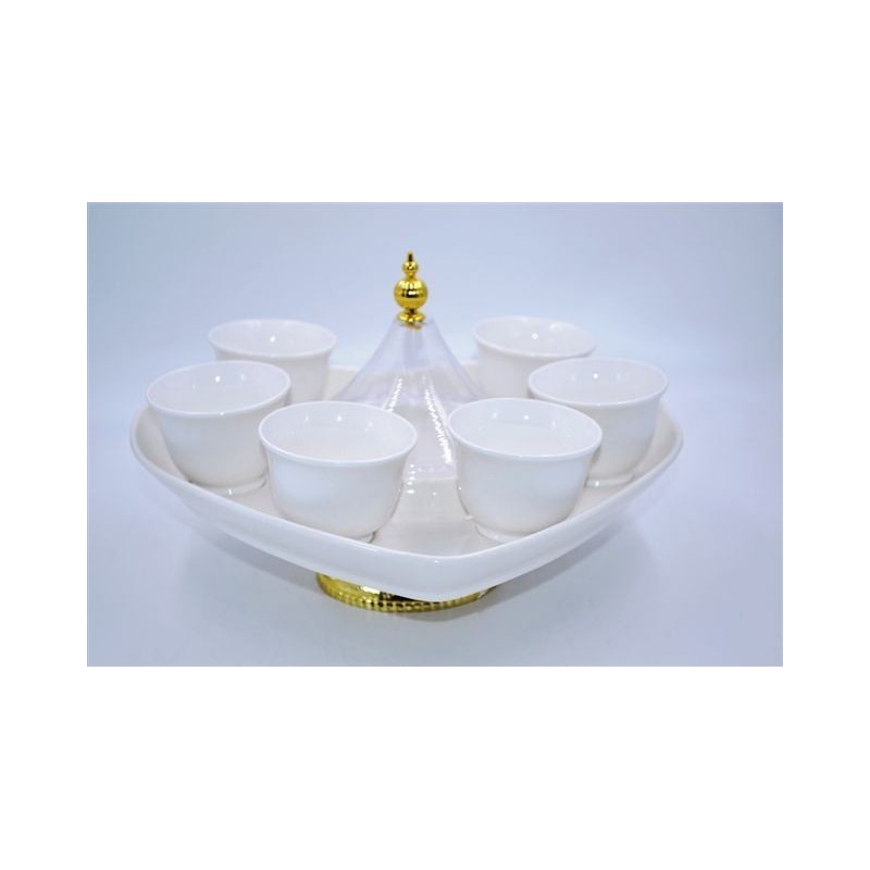 TAZZA CAFFE' VASSOIO GIREVOLE CUORE+ 6 TAZZA CERAMICA SUD