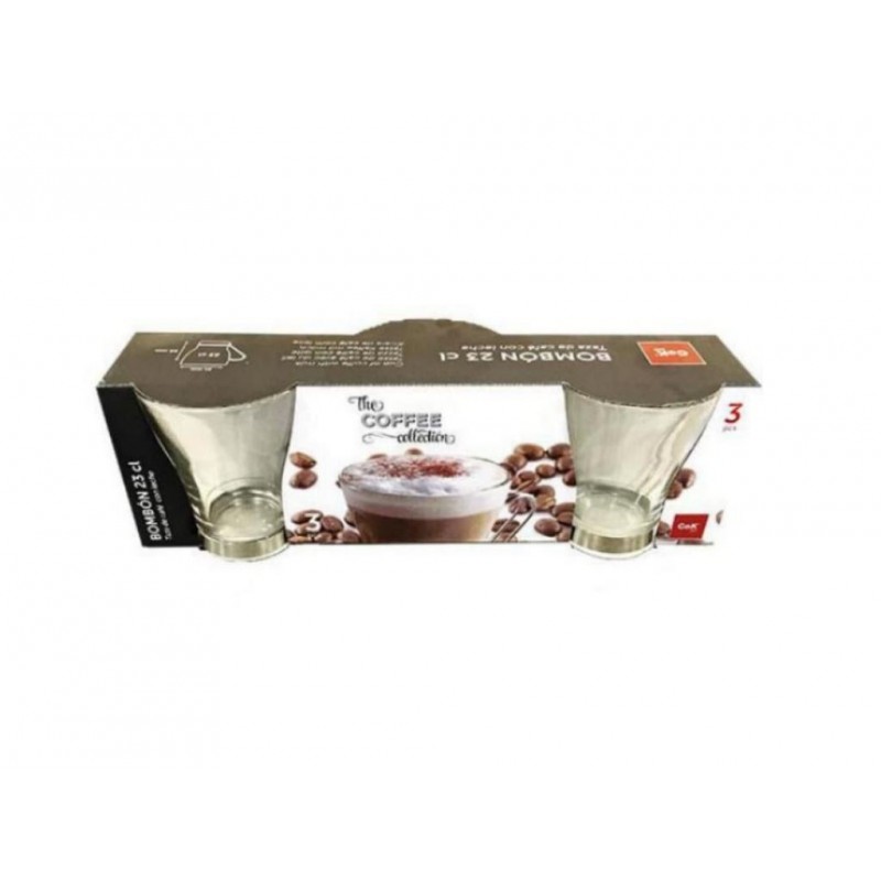 TAZZA CAPPUCCINO VETRO A/3 BOMBON Man. Metallo 23cl COK
