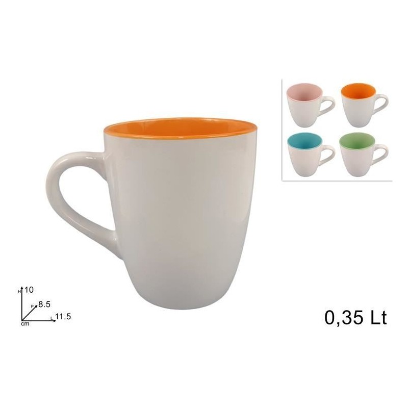 TAZZONE LATTE MUG CERAMICA BIANCO BICOLORE 350ml DS