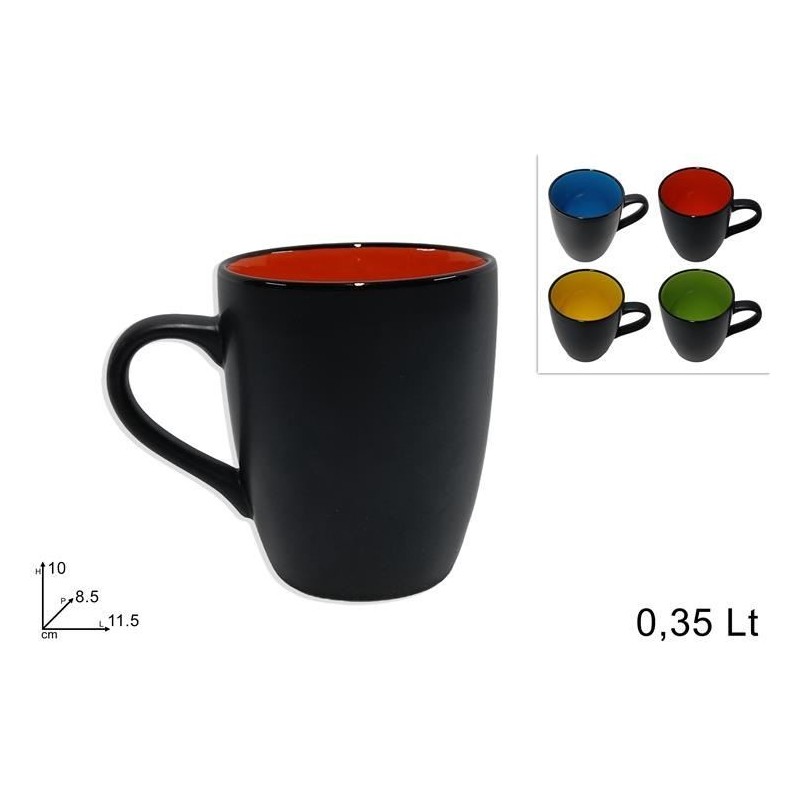 TAZZONE LATTE MUG CERAMICA NERO BICOLORE 350ml DS