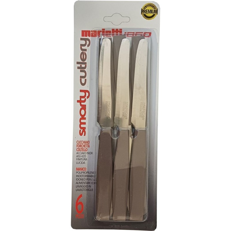 SET POSATA SMARTY TORTORA COLTELLO TAVOLA A/6 MARIETTI