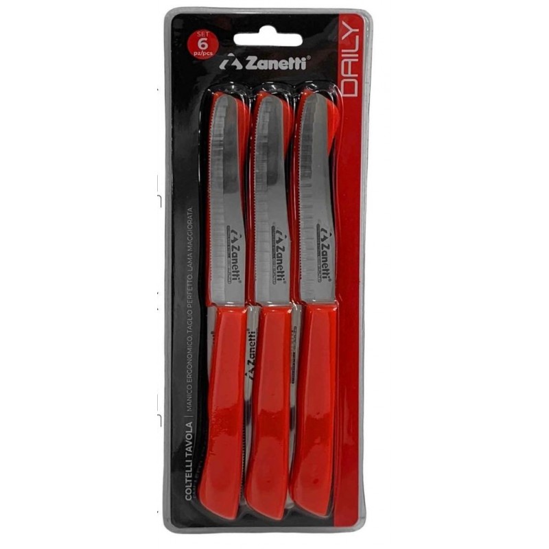COLTELLO DAILY TAVOLA A/6 ROSSO LAMA ACCIAIO INOX ZANETTI